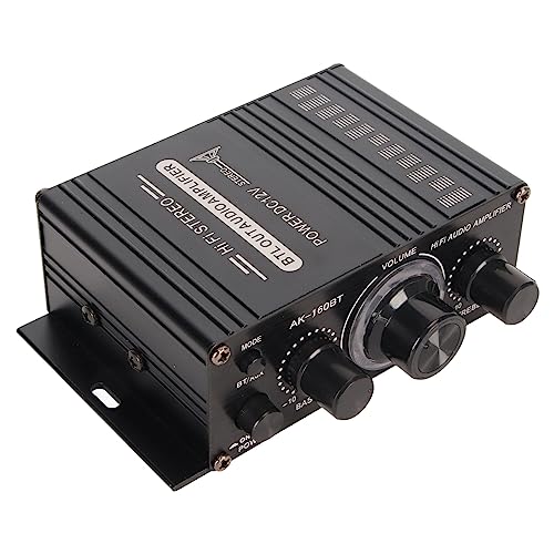 Leistungsverstärker,5.0, 20 W X 2 HiFi-Stereo-Digital-Verstärker 2.0-Kanal für Heim-, Passiver Lautsprecher, DC12 V, mit Unabhängiger Klangregelung, Aluminiumlegierung von Topiky