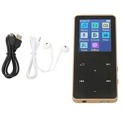 MP3-MP4-Player, Bluetooth-Musikplayer mit 1,8-Zoll-Touchscreen, Tragbarer, Verlustfreier HiFi-MP4-MP3-Player mit Lautsprecher Zum Sportlaufen, Unterstützte Erweiterung Bis zu 128 (Gold) von Topiky