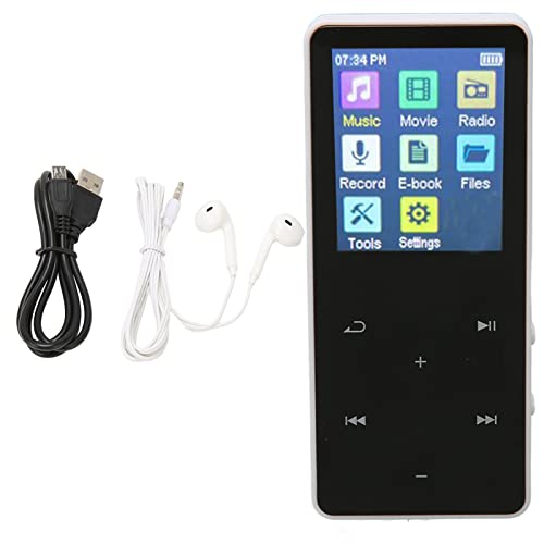 MP3-MP4-Player, Bluetooth-Musikplayer mit 1,8-Zoll-Touchscreen, Tragbarer, Verlustfreier HiFi-MP4-MP3-Player mit Lautsprecher Zum Sportlaufen, Unterstützte Erweiterung Bis zu 128 (Weiss) von Topiky