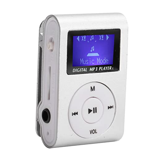 MP3-Player Zum Laufen, Tragbarer -MP3-Musik-Player Sport-LCD-Bildschirm mit Backclip MP3-Unterstützung Speicherkarte, Unterstützung Bis zu 32 GB, mit -Bildschirm (Silber) von Topiky