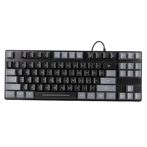 Mechanische Gaming Tastatur, 87 Tasten, Bunte Hintergrundbeleuchtung, Kabelgebundene USB Tastatur, Kabelgebundene USB Computertastatur, für PC, Laptop, Desktop Computer, für von Topiky