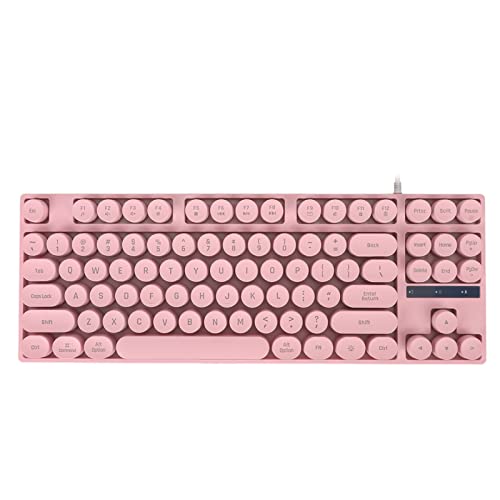 Mechanische Gaming Tastatur, 87 Tasten, Kabelgebundene Gaming Tastatur, Gaming Tastatur mit RGB Hintergrundbeleuchtung, Ergonomisches Design, für Windows PC, für Texter (Rosa) von Topiky