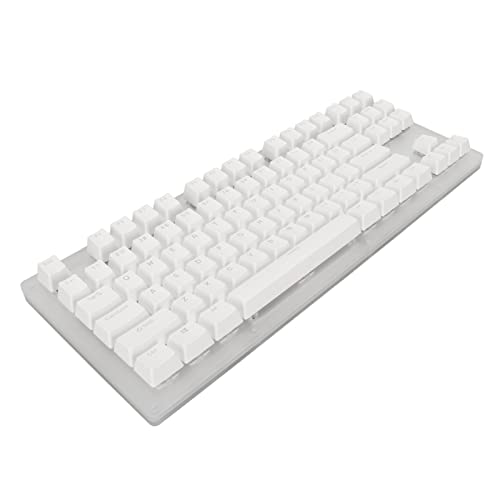 Mechanische Gaming-Tastatur, Kabelgebundene Tastatur mit LED-RGB-Hintergrundbeleuchtung, 87 Tasten, Glasscheibe und T-Flash-Speicherfunktion, Kabelgebundene (Blauer Schalter) von Topiky