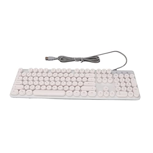 Mechanische Gaming-Tastatur, RGB 104 Tasten, LED-Hintergrundbeleuchtung, Kabelgebundene USB-Tastatur, Kompakte, Kabelgebundene -Büro-Etro-Punk-Computertastatur für Laptop (Weiß) von Topiky