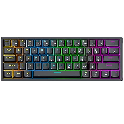 Mechanische Gaming Tastatur mit 61 Tasten, Kabelgebundene Mechanische RGB Tastatur mit Abnehmbarem Kabel mit Blauem Schalter, Mechanische Anti Ghosting Tastatur für PC von Topiky