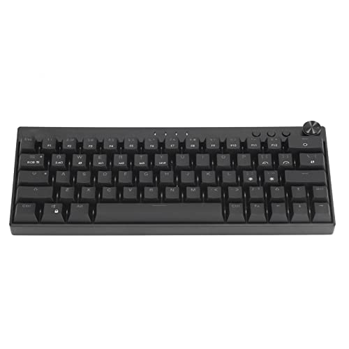 Mechanische Tastatur, 64 Tasten, RGB, Ergonomisch, 1800 MAh, Wiederaufladbare Tastatur, Kabellose 2,4 G//Typ-C-Schreibmaschine mit Knopf, für für (Brauner Schalter) von Topiky
