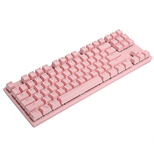 Mechanische Tastatur, USB-kabelgebundene Office-Gaming-Tastatur für Computer/Laptop/PC, Tastatur mit 87 Tasten in Voller Größe, U-förmige Schwebende Tastenkappen - Pink von Topiky