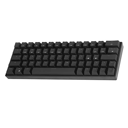 Mechanische Tastatur, Wireless 2.4G + 3.0/5.0 + Type C Wired Mechanische Tastatur, Ergonomie mit 64 Tasten, RGB 1800 MAh, Wiederaufladbare Tastatur, Schwarz (Blauer Schalter) von Topiky