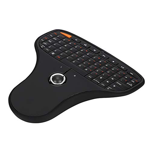 N5901 QWERTZ-Tastatur, Trackball 2,4 G, Kabellose -USB-Multimedia-Tastatur für TV-Computer, Tastatur und Maus 2-in-1 mit 10 M Steuerentfernung von Topiky