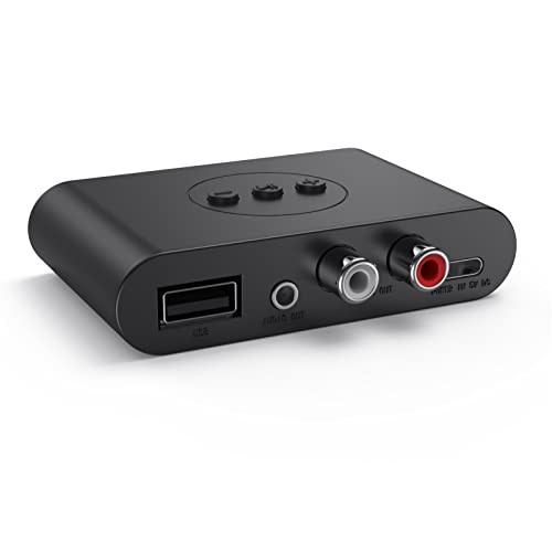 NFC Bluetooth 5.2-Empfänger, Bluetooth-Empfänger für Musik-Streaming-Soundsystem, 3,5-mm-2RCA-Buchse, Unterstützt U-Disk-Wiedergabe, USB-Adapter für Autolautsprecher von Topiky