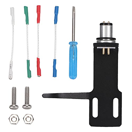 Phono Headshell, Plattenspieler Phonograph Player Headshell mit Verbindungskabel, High-End Phono Cartridge Headshell Plattenspieler Kit (Schwarz) von Topiky
