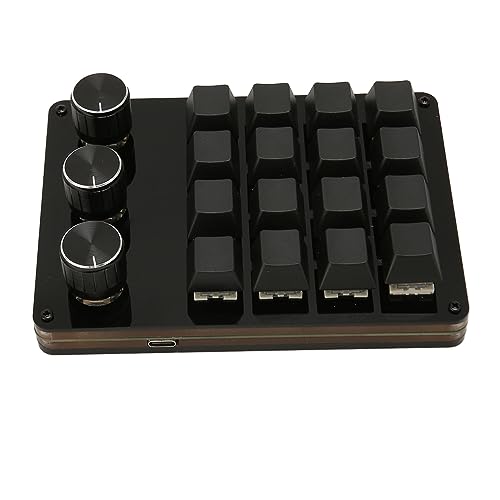 Programmierbare Tastatur, 16 Tasten, 3 Knöpfe, Kabelgebundene Makro Tastatur mit Blauem Schalter, Hot Swap fähige Tastatur für Spiele, Musik, Medien, Industrielabor von Topiky