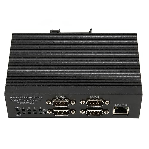 RS232 Seriell zu Ethernet IP Konverter, 4 Ports RS485 RS422 zu Ethernet RJ45 TCP Serieller Geräteserver Konverter, Ethernet Serielles Datenkommunikationsgerät (EU-Stecker) von Topiky