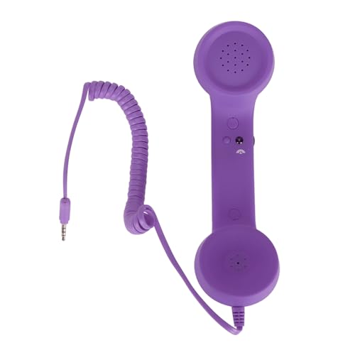 Retro 3,5 mm Telefonhörer, USB C Telefonhörer, Strahlungssicherer Vintage Telefonhörer, Handy Empfänger, Mikrofon, Mikrofon, Lautsprecher für Smartphone (Purple) von Topiky