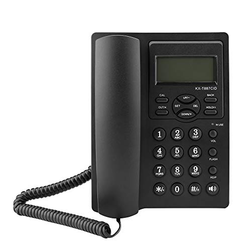 Schnurgebundenes Telefon mit Anruferkennung/Anklopfen DTMF/FSK Systeme LCD Display Kurzwahl Schnurgebundenes Telefon mit Freisprechfunktion 3-Gruppen Alarme Desktop Schnurgebundenes Telefon(Schwarz) von Topiky