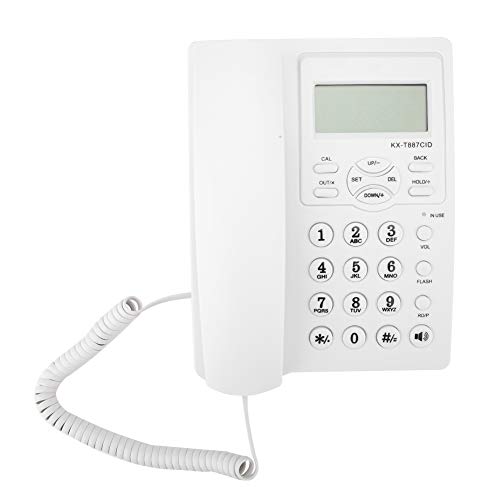 Schnurgebundenes Telefon mit Anruferkennung/Anklopfen DTMF/FSK Systeme LCD Display Kurzwahl Schnurgebundenes Telefon mit Freisprechfunktion 3-Gruppen Alarme Desktop Schnurgebundenes Telefon(Weiß) von Topiky