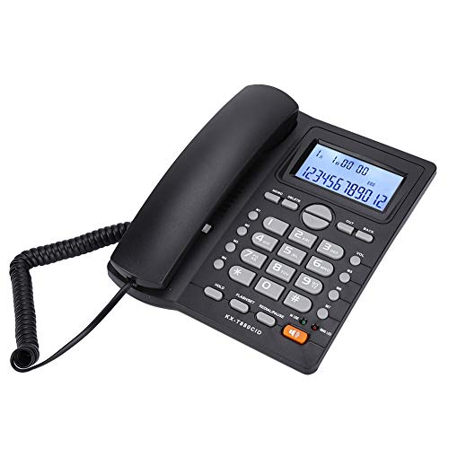 Schnurgebundenes Telefon mit Freisprecheinrichtung,tragbarem Desktop,LCD Display/große Taste/Stummschaltzeit/Nebenstelle mit Zwei Anschlüssen/Taschenrechner Festnetztelefon,für Zuhause,Büro(Schwarz) von Topiky