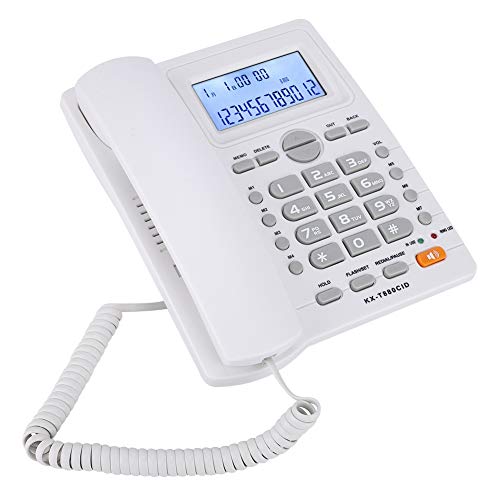 Schnurgebundenes Telefon mit Freisprecheinrichtung,tragbarem Desktop,LCD Display/große Taste/Stummschaltzeit/Nebenstelle mit Zwei Anschlüssen/Taschenrechner Festnetztelefon,für Zuhause,Büro(Weiß) von Topiky