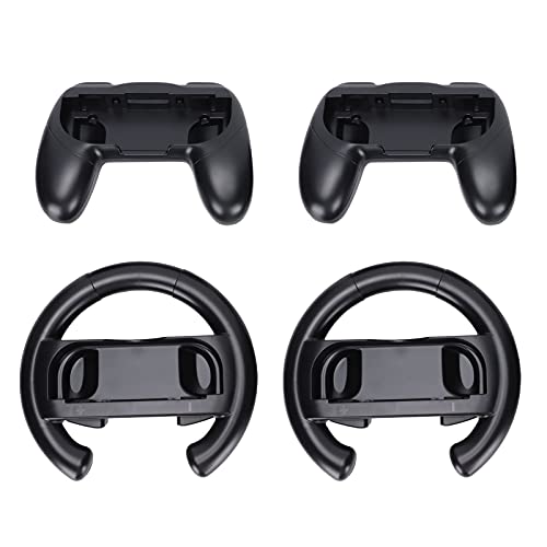 T opiky Controller-Griff-Lenkrad-Kit für Switch, Gamepad-Griffe und Controller-Rennlenkräder für Switch, 4er-Pack(Schwarz Schwarz) von Topiky