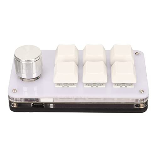 Tastatur mit 6 Tasten, Mechanische -Makrotastatur mit Knopf, Hellblauer RGB-Schalter, Kabelgebundene Verbindung, Programmierbare Mechanische Einhand-Tastatur Zum (Weiss) von Topiky