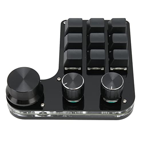 Tastatur mit 9 Tasten, Einhändige Makro mechanische Tastatur, RGB verkabeltes OSU Plug and Play USB Makro Gaming Keypad mit 3 Verstellbaren Knöpfen für Office Spiele von Topiky