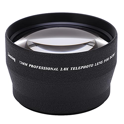 Teleobjektiv, 72-mm-HD-Teleobjektiv mit 2-facher Vergrößerung, Telekonverter-Objektiv aus Aluminiumlegierung für 72-mm-Kameraobjektiv und 82-mm-Filter von Topiky