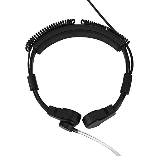 Throat Mic Kopfhörer, 3,5 mm PTT Throat Mic Hörmuschel Anti Radiation Covert Air Akustikrohr Headset für Handy/einstellbare Größe von Topiky