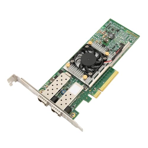 Topiky 10 Gb NIC Netzwerkkarte, Dual SFP Port PCIe Ethernet Adapter mit Lüfter, Multifunktions Express LAN Adapter für Server und Switching Matrix von Topiky