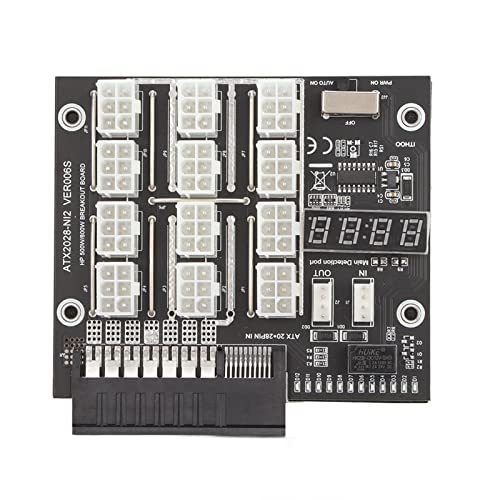 Topiky 12-Port-6-Pin-Board, 2200-Watt-12-V-Leistungsmodul Mining-GPU-Board mit LED-Spannungsanzeige, 800-W-Netzteil-Board für GPU von Topiky