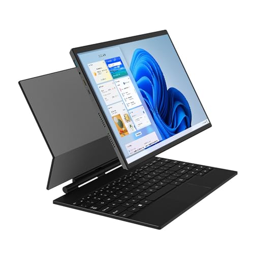 Topiky 2 in 1 Laptop mit Magnetischer Tastaturhülle, 4 Kern Prozessor, 14 Zoll Touchscreen, 16 GB RAM DDR4, Webcam, HD Multimedia Schnittstelle, für Win 11Pro (16 GB + 1 TB EU-Stecker) von Topiky