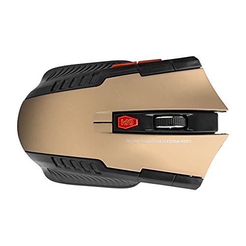 Topiky 2.4G Wireless Mouse, Ergonomische Computermaus mit USB-Empfänger und 1000/1200 / 1600DPI 3 Einstellbare Pegel, Tragbare Drahtlose Computermäuse mit USB-Empfänger (Gold) von Topiky