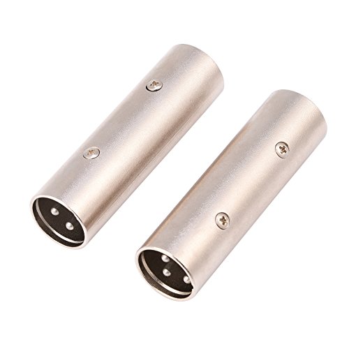 Topiky 3-poliger XLR-Stecker auf Stecker Audio Adapter Coupler Gender Changer für Mikrofon AMP Mixer - 2er Pack(Silber) von Topiky