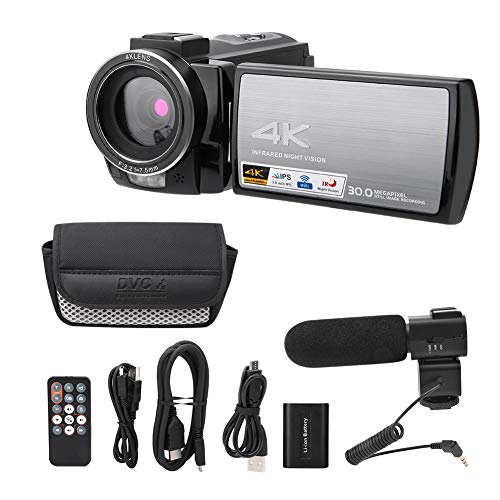 Topiky 4K UHD-Camcorder, 16-facher Zoom, 30 MP WiFi-Digitalvideokamera mit Mikrofonunterstützung, IR-Nachtsichtgerät/Fernbedienung(#2: Standard + Microphone with Battery) von Topiky