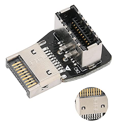 Topiky 90-Grad-USB-Typ-E-Adapter, Abwärtswinkel USB 3.1 10G Typ-E-Stecker auf Buchse Frontplatte Interner Anschlussadapter Hochgeschwindigkeits-Computer-Motherboard (TYP-E-Riser-Karte PH74-B (10354)) von Topiky