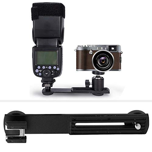Topiky Blitzverlängerung Halterung,Externe Blitz/LED/Fülllicht/Mikrofon Doppelkopf Querstangen Halterung 1/4 "Hot Shoe Mount Griff Griff Fotozubehör, mit 1/4 '' -20 Unterstützung Stativ/Lampenfassung von Topiky
