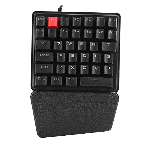 Topiky Einhand-Gaming-Tastatur mit Hintergrundbeleuchtung, USB-kabelgebundener mechanischer Gefühlstastatur mit Handgelenkstütze für Laptop-PC-Computerspiel und Arbeit, Qwert-Layout von Topiky