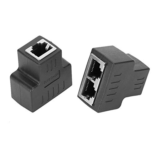 Topiky Ethernet-Koppler, 2PCs Ethernet-Kabeladapter 1-in 2-Out RJ45-Buchse LAN-Anschlusskabel Extender Split kompatibel mit ADSL, Hubs, Switches, Fernsehgeräten, Set-Top-Boxen usw.(Schwarz) von Topiky