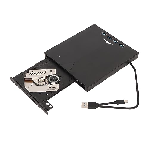 Topiky Externes 7 in 1 DVD Laufwerk, Tragbarer CD DVD Brenner mit USB Anschlüssen und TF Kartensteckplätzen, Integriertes Kabelspeicherdesign, für, für, für OS X von Topiky