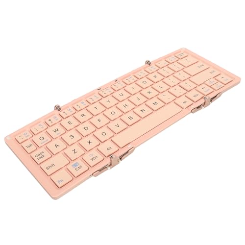 Topiky FaltbareTastatur, Tragbare Kabellose Dreifach Faltbare Tastatur mit Aluminiumlegierungsschale, Geeignet für Tablets, Smartphones, IOS (PINK) von Topiky