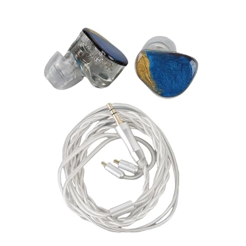 Topiky Kabel für Ohrhörer, Gaming -Ohrhörer Verkabelt IEM mit Mikrofon, Stereo -Sound -Geräusch -Stornierung Musikohrhörer mit Abnehmbarem Kabel, Klarem Sound und Deep Bass (Blaues Gold) von Topiky