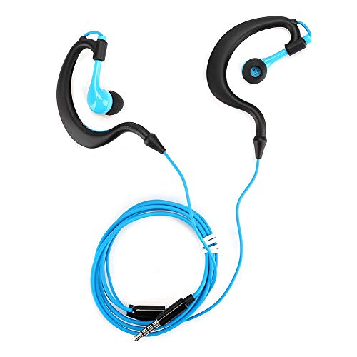 Topiky Kabelgebundener Kopfhörer, 3,5-mm-Stecker Sport-Headsets Schweißresistenter Ohrhaken Stereo-Kopfhörer mit Kabel für Smartphones, Laptops, PCs(Blau) von Topiky