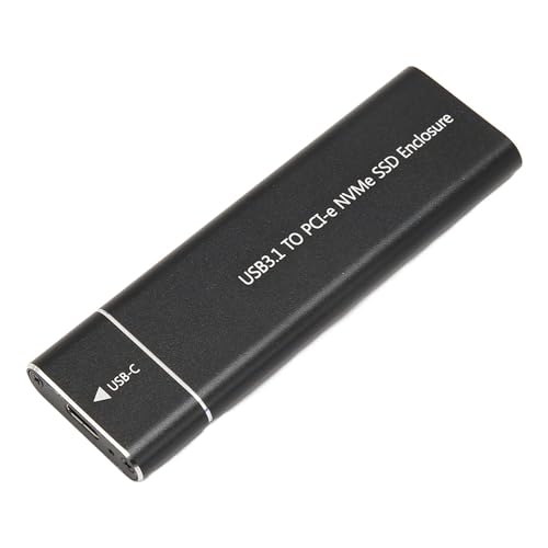 Topiky M.2 NVMe SSD-Gehäuse für 2230 2242 2260 2280 SSD, 10 Gbit/s USB 3.1 Typ C, UASP-Protokoll, Aluminiumlegierung, Weitgehend Kompatibel (Black) von Topiky