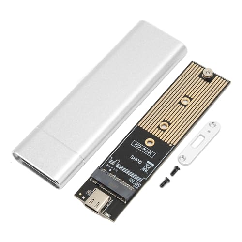 Topiky M.2 NVMe SSD-Gehäuse für 2230 2242 2260 2280 SSD, 10 Gbit/s USB 3.1 Typ C, UASP-Protokoll, Aluminiumlegierung, Weitgehend Kompatibel (Silver) von Topiky
