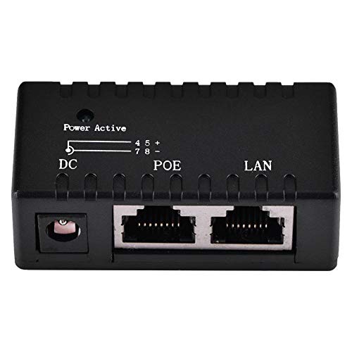 Topiky POE Injector Splitter Divider, tragbarer 10M/100 Mbps Power Injector per Ethernet Adapter Unterstützung für Standard POE/LAN Anschluss für Netzwerk LAN IP Kamera(schwarz) von Topiky