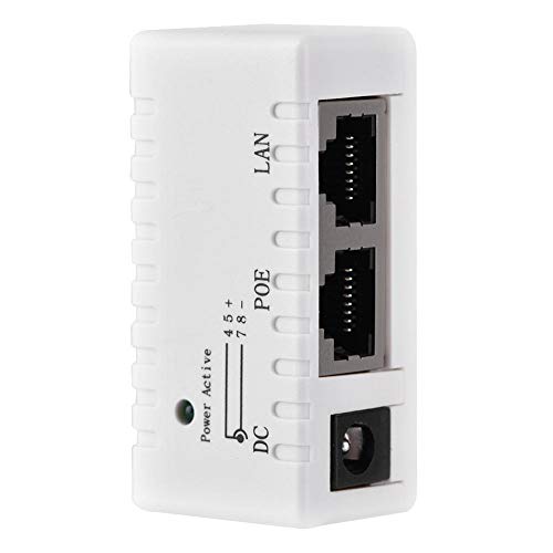 Topiky POE Injector Splitter Divider, tragbarer 10M/100 Mbps Power Injector per Ethernet Adapter Unterstützung für Standard POE/LAN Anschluss für Netzwerk LAN IP Kamera(weiß) von Topiky