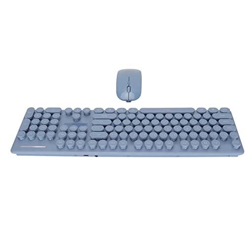 Topiky Retro Wireless Keyboard and Mouse Combo, 104 Keys Keyboard, 2.4G Wireless and BT Connection, Low Noise, Ergonomic Design, for Gamer Computer Desktop (Blau) von Topiky