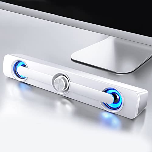 Topiky Soundbar, Computer Laptop Lautsprecher Kleiner Professioneller Lautsprecher 3,5 Mm Universalbuchse für Notebook Geeignet für Computer und Laptop (Weiss) von Topiky