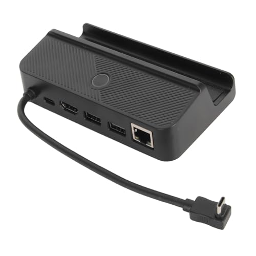 Topiky Steam Deck Dock, Steam Dockingstation mit 100 W USB C Ladeanschluss, Steam Deck USB C Hub für ROG Ally, 4K 60 Hz Ausgang, 1000 Mbit/s Ethernet, RGB Lichtleiste von Topiky