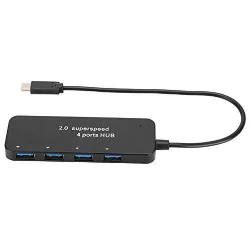 Topiky TYP C-Superspeed 4-Port 2.0-Hub, Externes Netzteil aus Kunststoff USB-Multiport-Adapter aus Kunststoff, Doppelseitiges Plug-and-Play-Einstecken der USB-Schnittstelle von Topiky