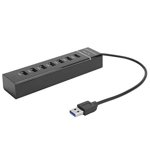 Topiky USB 3.0 Hub-Dockingstation, USB 3.0 Hub 7-Port-Splitter mit Blauer LED-Anzeige, Hochgeschwindigkeits-5-Gbit/s, für Computer, Plug-and-Play von Topiky